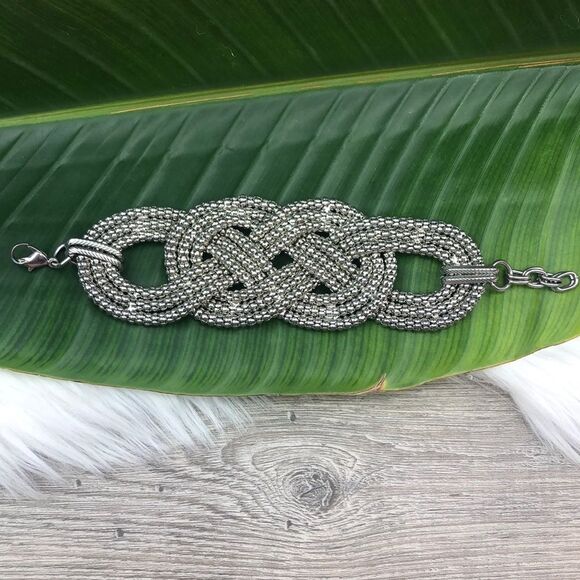 Silver Infinity Adjustable Chunky Texture Bracelet - Picture 3 of 8